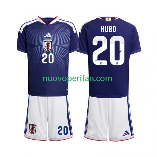 Maglie da Calcio Giappone Kubo 20 Bambino Prima Tenuta Mondiali 2026 Maniche Corte