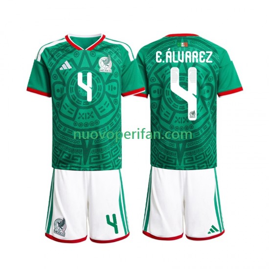 Maglie da Calcio Messico Edson Alvarez 4 Bambino Prima Tenuta Mondiali 2026 Maniche Corte