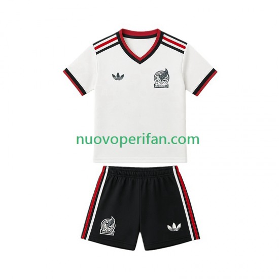 Maglie da Calcio Messico Bambino Trasferta Tenuta Mondiali 2026 Maniche Corte