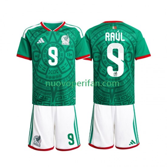 Maglie da Calcio Messico Raul Jimenez 9 Bambino Prima Tenuta Mondiali 2026 Maniche Corte