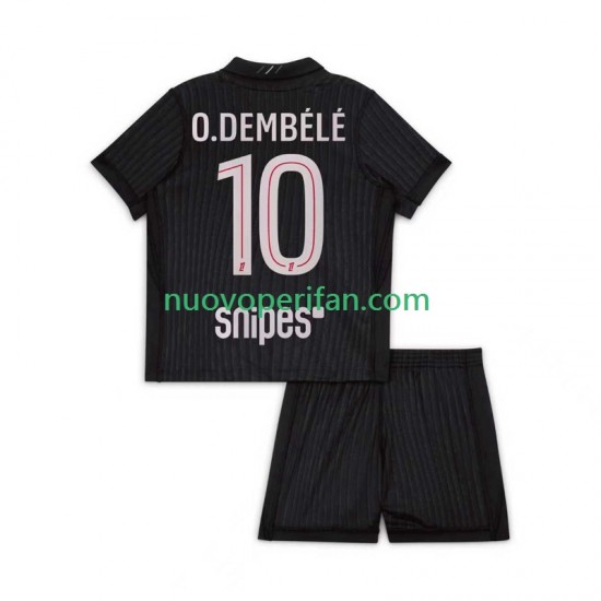 Maglie da Calcio Paris Saint-Germain Ousmane Dembele 10 Bambino Quarta Tenuta 2025-2026 Maniche Corte