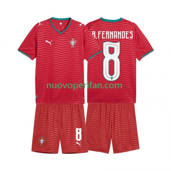 Maglie da Calcio Portogallo Bruno Fernandes 8 Bambino Prima Tenuta Mondiali 2026 Maniche Corte