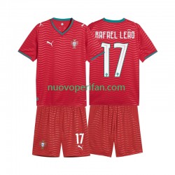 Maglie da Calcio Portogallo Rafael Leao 17 Bambino Prima Tenuta Mondiali 2026 Maniche Corte