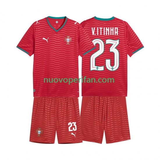 Maglie da Calcio Portogallo Vitinha 23 Bambino Prima Tenuta Mondiali 2026 Maniche Corte