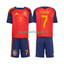 Maglie da Calcio Spagna Ferran Torres 7 Bambino Prima Tenuta Mondiali 2026 Maniche Corte