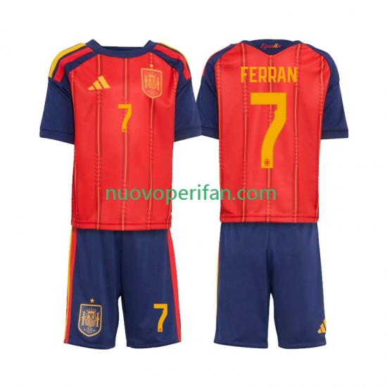 Maglie da Calcio Spagna Ferran Torres 7 Bambino Prima Tenuta Mondiali 2026 Maniche Corte