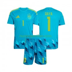 Maglie da Calcio Spagna David Raya 1 Portiere Bambino Prima Tenuta Mondiali 2026 Maniche Corte