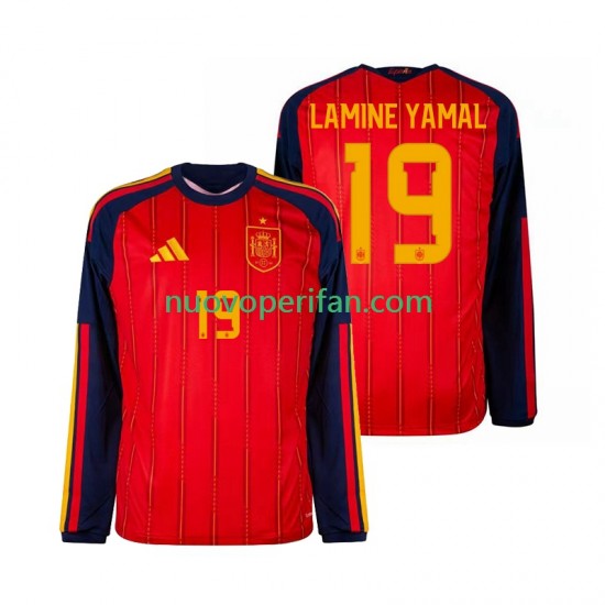 Maglie da Calcio Spagna Lamine Yamal 19 Uomo Prima Tenuta Mondiali 2026 Maniche Lunghe