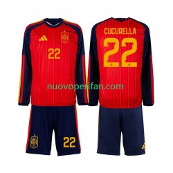 Maglie da Calcio Spagna Marc Cucurella 22 Bambino Prima Tenuta Mondiali 2026 Maniche Lunghe