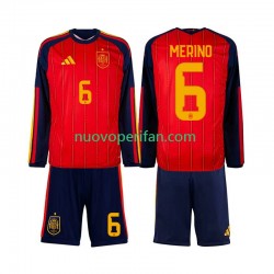 Maglie da Calcio Spagna Mikel Merino 6 Bambino Prima Tenuta Mondiali 2026 Maniche Lunghe