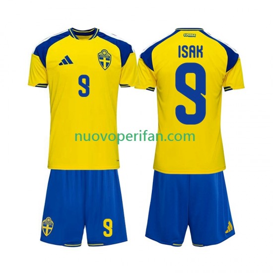 Maglie da Calcio Svezia Alexander Isak 9 Bambino Prima Tenuta 2026 Maniche Corte