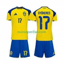 Maglie da Calcio Svezia Viktor Gyokeres 17 Bambino Prima Tenuta 2026 Maniche Corte