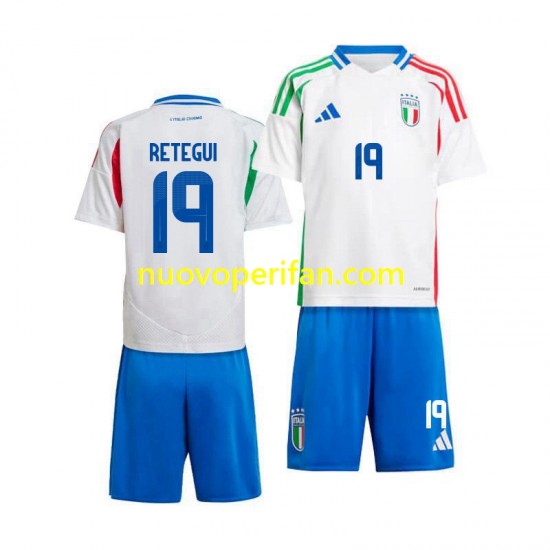 Maglie da Calcio Italia Mateo Retegui 19 Bambino Trasferta Tenuta 2024 Maniche Corte