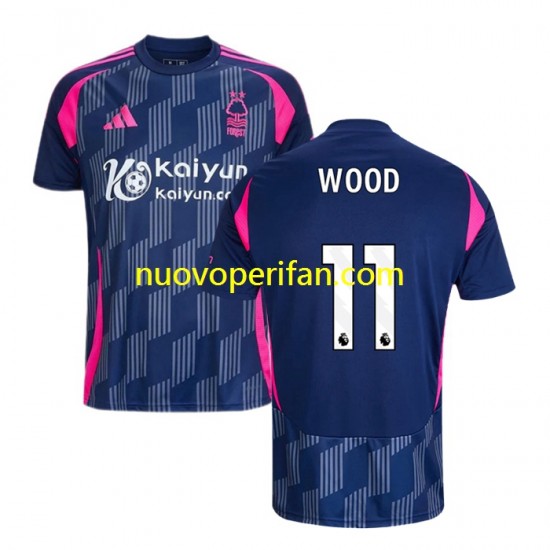 Maglie da Calcio Nottingham Forest Chris Wood 11 Uomo Trasferta Tenuta 2024-2025 Maniche Corte