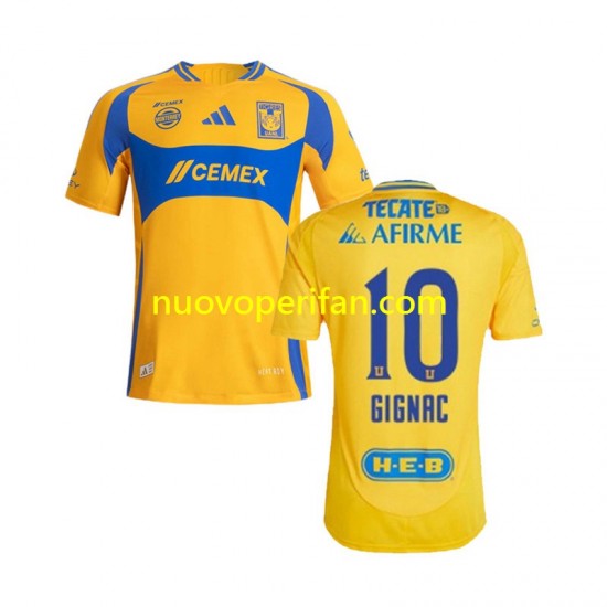 Maglie da Calcio Tigres UANL Gignac 10 Uomo Prima Tenuta 2024-2025 Maniche Corte