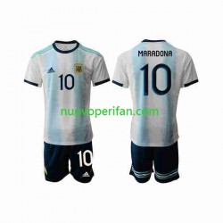 Maglie da Calcio Argentina Maradona 10 2019-2020 Bambino Prima Tenuta Maniche Corte