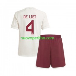 Maglie da Calcio FC Bayern München Matthijs de Ligt 4 Bambino Alternativa Tenuta 2023-2024 Maniche Corte