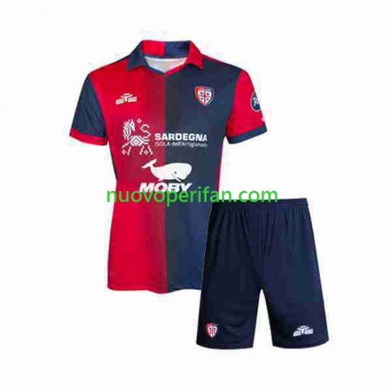 Maglie da Calcio Cagliari Bambino Prima Tenuta 2023-2024 Maniche Corte