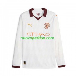 Maglie da Calcio Manchester City Uomo Trasferta Tenuta 2023-2024 Maniche Lunghe