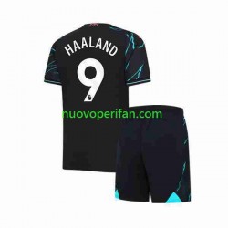 Maglie da Calcio Manchester City Erling Haaland 9 Bambino Alternativa Tenuta 2023-2024 Maniche Corte