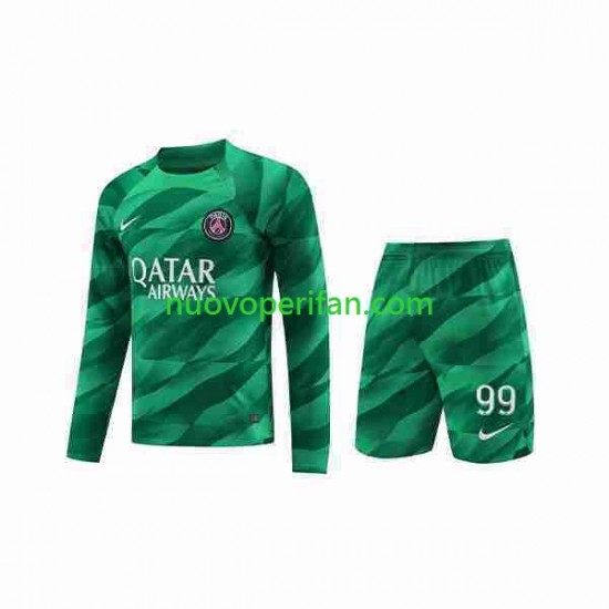 Maglie da Calcio Paris Saint-Germain Donnarumma 99 Portiere Bambino Prima Tenuta 2023-2024 Maniche Lunghe
