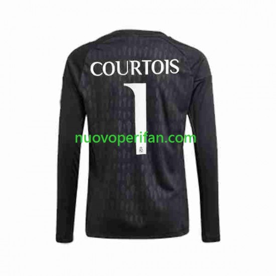 Maglie da Calcio Real Madrid Thibaut Courtois 1 Portiere Uomo Trasferta Tenuta 2023-2024 Maniche Lunghe