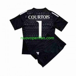 Maglie da Calcio Real Madrid Thibaut Courtois 1 Portiere Bambino Trasferta Tenuta 2023-2024 Maniche Corte