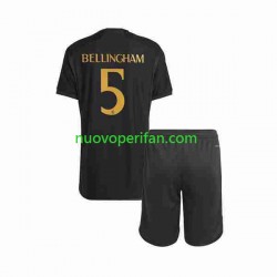 Maglie da Calcio Real Madrid Jude Bellingham 5 Bambino Alternativa Tenuta 2023-2024 Maniche Corte