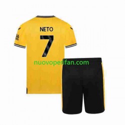 Maglie da Calcio Wolverhampton Wanderers NETO 7 Bambino Prima Tenuta 2023-2024 Maniche Corte