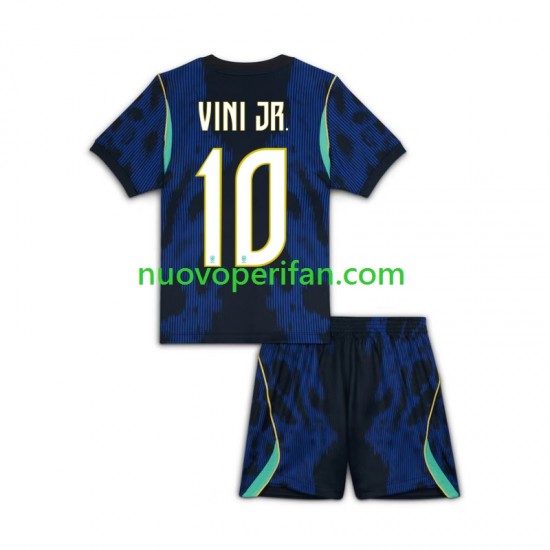 Maglie da Calcio Brasile Vinicius Junior 10 Bambino Trasferta Tenuta Mondiali 2026 Maniche Corte