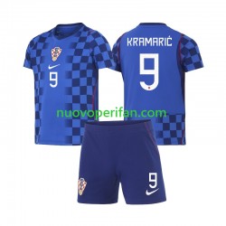 Maglie da Calcio Croazia Andrej Kramaric 9 Bambino Trasferta Tenuta Mondiali 2026 Maniche Corte