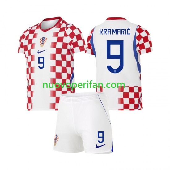 Maglie da Calcio Croazia Andrej Kramaric 9 Bambino Prima Tenuta Mondiali 2026 Maniche Corte