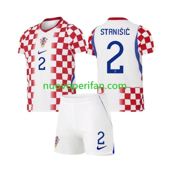 Maglie da Calcio Croazia Josip Stanisic 2 Bambino Prima Tenuta Mondiali 2026 Maniche Corte