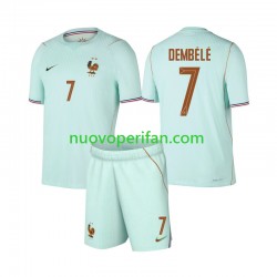 Maglie da Calcio Francia Ousmane Dembele 7 Bambino Trasferta Tenuta Mondiali 2026 Maniche Corte