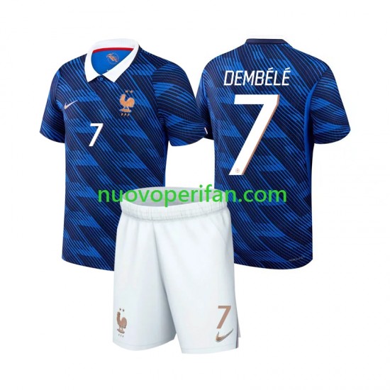 Maglie da Calcio Francia Ousmane Dembele 7 Bambino Prima Tenuta Mondiali 2026 Maniche Corte