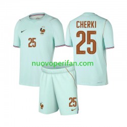 Maglie da Calcio Francia Rayan Cherki 25 Bambino Trasferta Tenuta Mondiali 2026 Maniche Corte