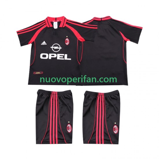 Maglie da Calcio AC Milan 2000 2001 Retro Bambino Alternativa Tenuta Maniche Corte