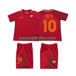 Maglie da Calcio AS Roma Totti 10 2017-2018 Retro Bambino Prima Tenuta Maniche Corte