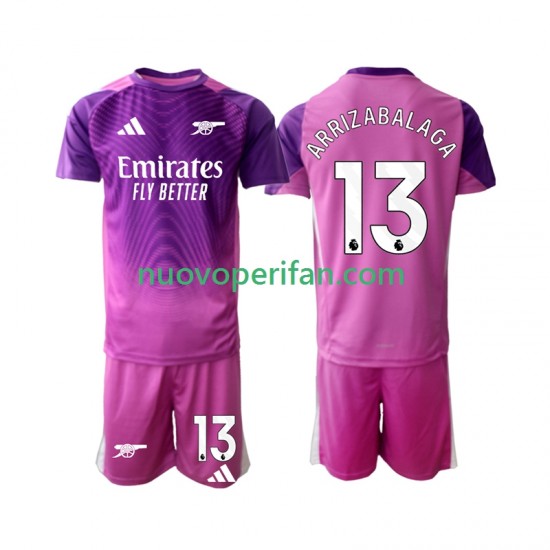 Maglie da Calcio Arsenal Kepa Arrizabalaga 13 Portiere Bambino Alternativa Tenuta 2025-2026 Maniche Corte
