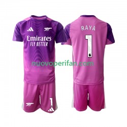 Maglie da Calcio Arsenal Raya 1 Portiere Bambino Alternativa Tenuta 2025-2026 Maniche Corte