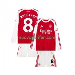 Maglie da Calcio Arsenal Martin Odegaard 8 Bambino Prima Tenuta 2025-2026 Maniche Lunghe