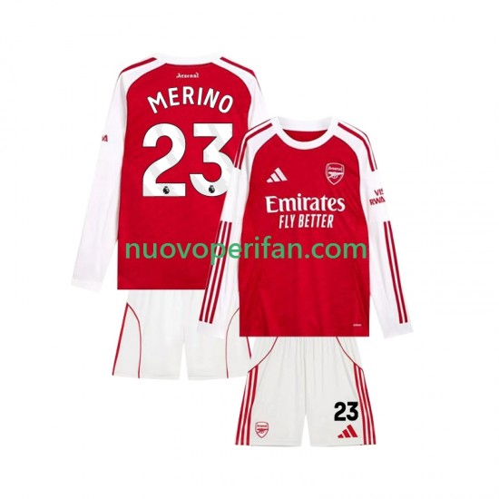 Maglie da Calcio Arsenal Merino 23 Bambino Prima Tenuta 2025-2026 Maniche Lunghe