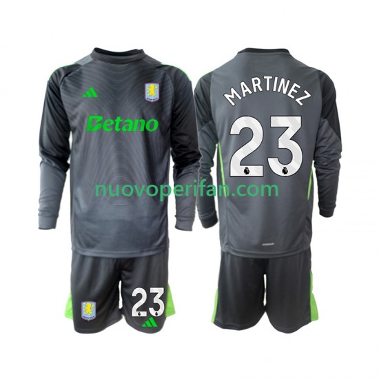 Maglie da Calcio Aston Villa Emiliano Martinez 23 Portiere Bambino Prima Tenuta 2025-2026 Maniche Lunghe