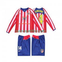Maglie da Calcio Atlético Madrid SIMEONE 14 2005 Retro Bambino Prima Tenuta 2004 Maniche Lunghe