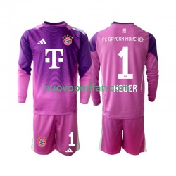 Maglie da Calcio FC Bayern München Manuel Neuer 1 Portiere Bambino Quarta Tenuta 2025-2026 Maniche Lunghe