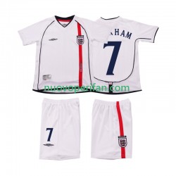 Maglie da Calcio Inghilterra BECKHAM 7 Retro Bambino Prima Tenuta 2002 Maniche Corte