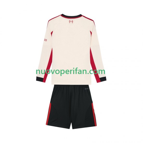 Maglie da Calcio Liverpool Bambino Trasferta Tenuta 2025-2026 Maniche Lunghe