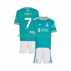 Maglie da Calcio Liverpool Florian Wirtz 7 Bambino Alternativa Tenuta 2025-2026 Maniche Corte