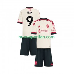 Maglie da Calcio Liverpool ISAK 9 Bambino Trasferta Tenuta 2025-2026 Maniche Corte