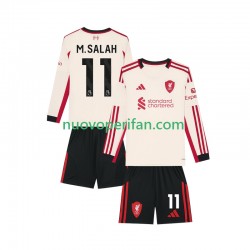 Maglie da Calcio Liverpool Mohamed Salah 11 Bambino Trasferta Tenuta 2025-2026 Maniche Lunghe